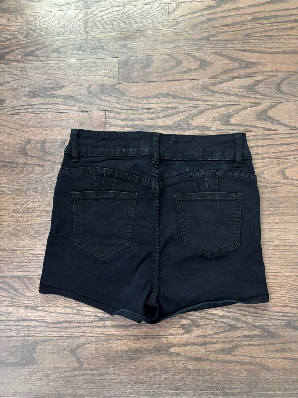Black Rhinestone High-Rise Jean Shorts